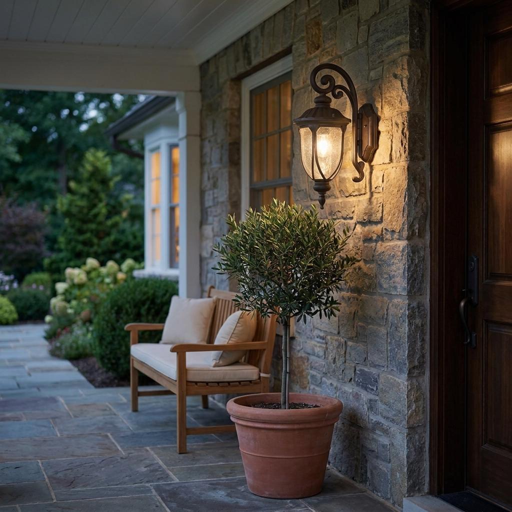 Black Cast Aluminum Glass Lantern Wall Sconce