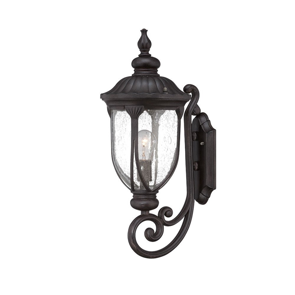 XL Black Cast Aluminum Glass Lantern Wall Sconce