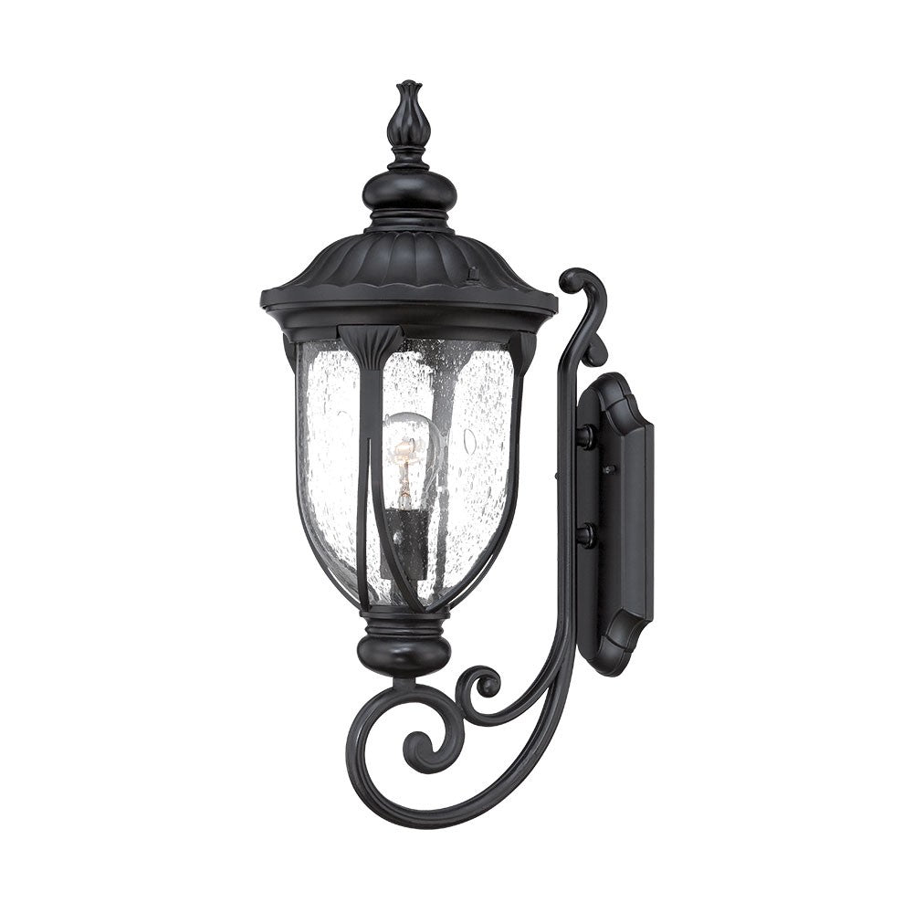 XL Matte Black Cast Aluminum Glass Lantern Wall Sconce