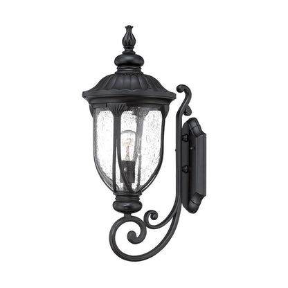 XL Matte Black Cast Aluminum Glass Lantern Wall Sconce