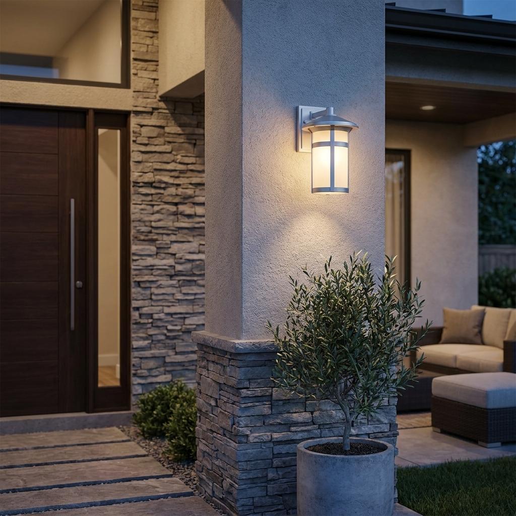 Brushed Silver White Glass Wall Light