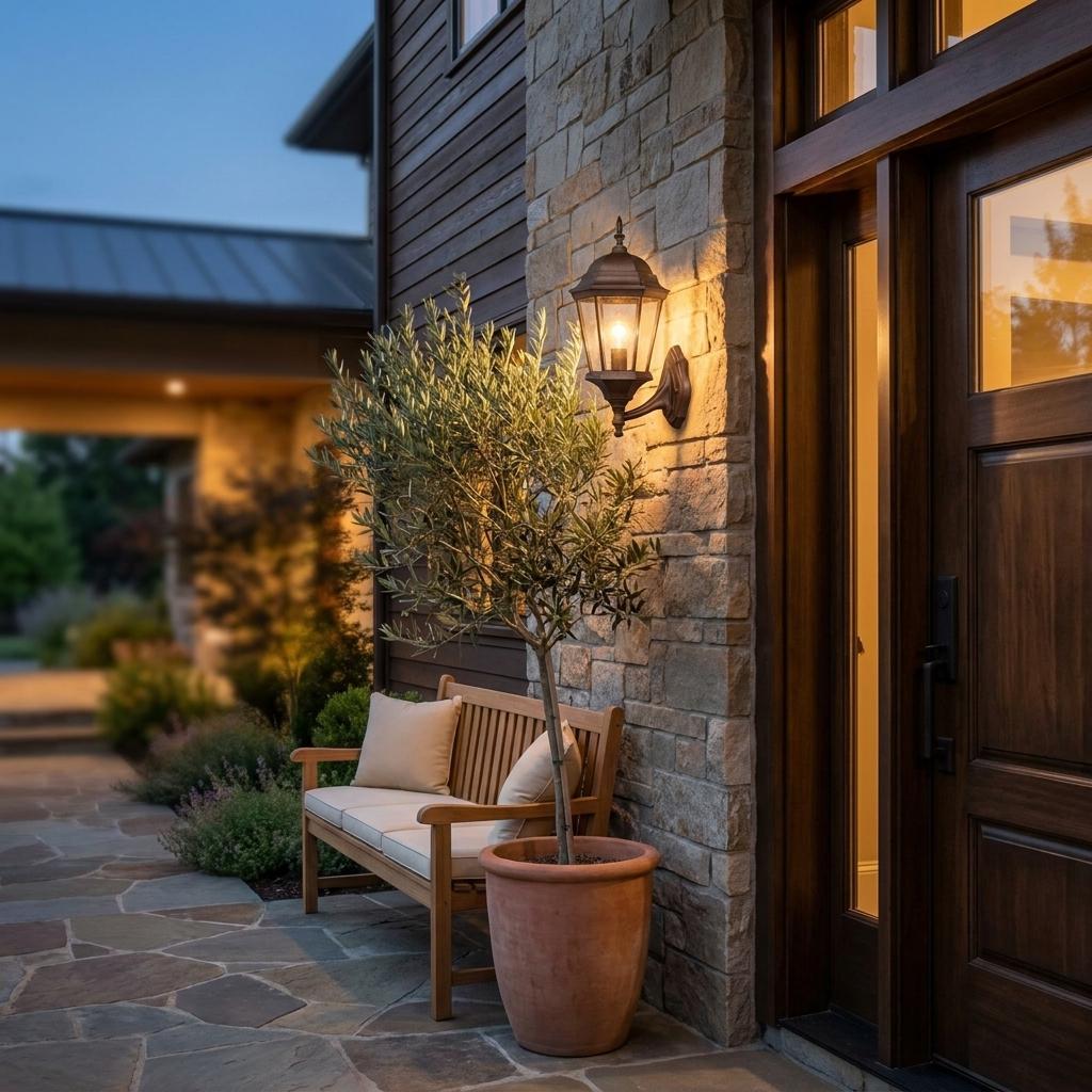 Dark Brown Swing Arm Lantern Wall Light