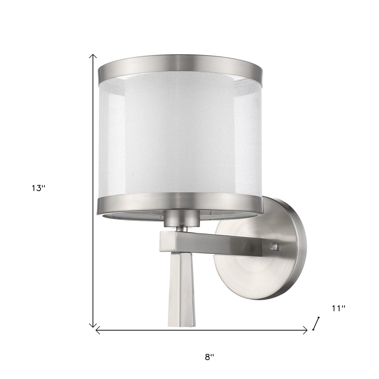 White & Silver Wall Light w/ Shade