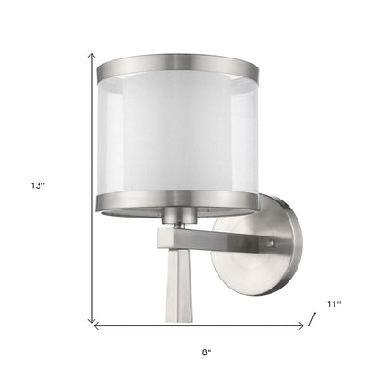 White & Silver Wall Light w/ Shade