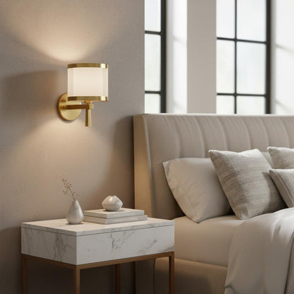 White & Silver Wall Light w/ Shade