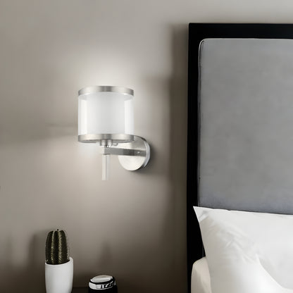 White & Silver Wall Light w/ Shade