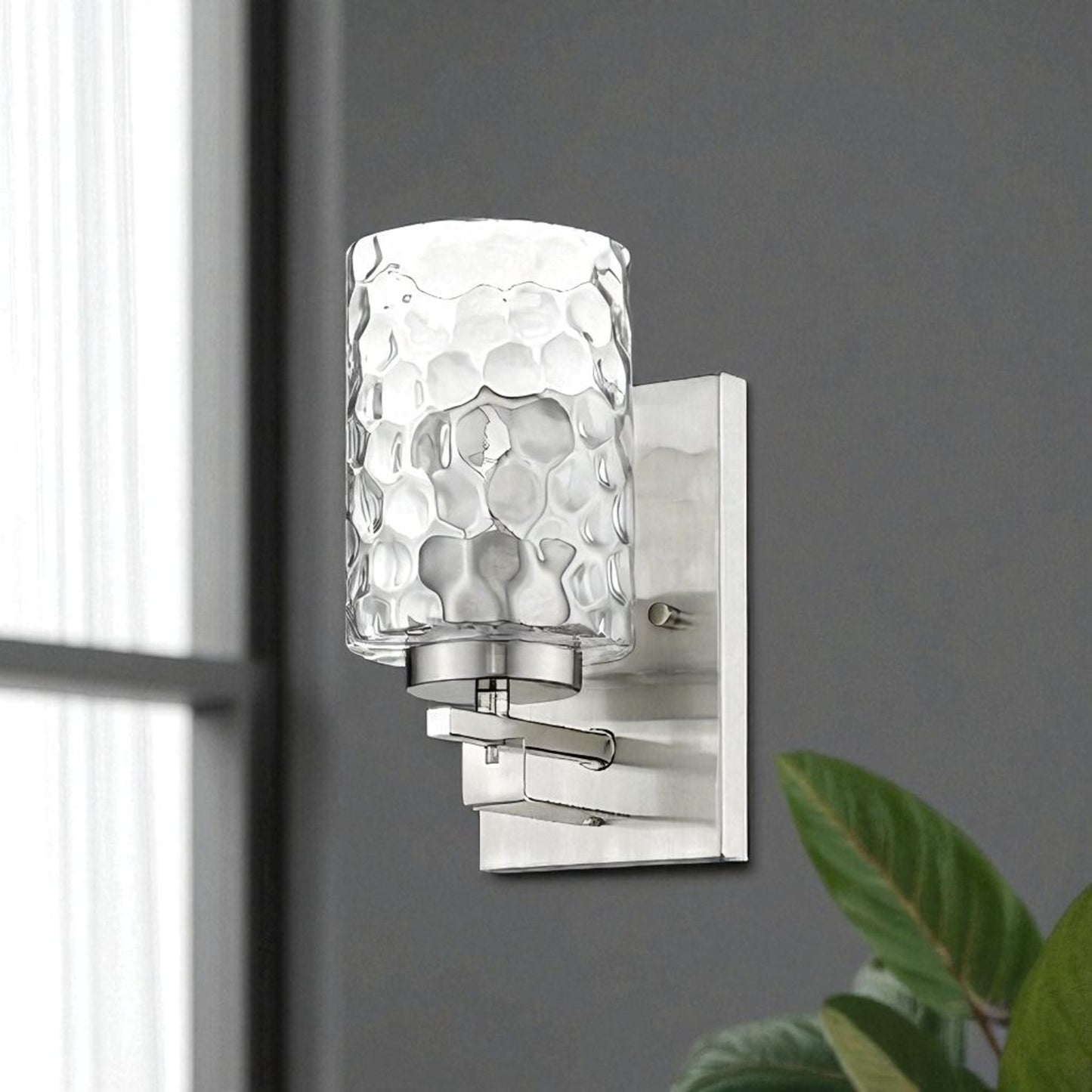 Silver & PebbGlass Wall Sconce