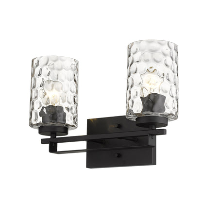 Black & PebbGlass Two Light Wall Sconce