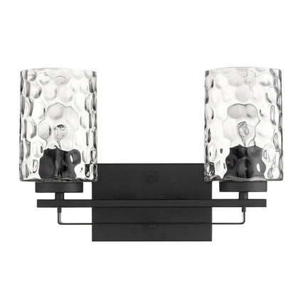 Black & PebbGlass Two Light Wall Sconce