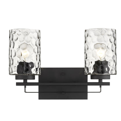 Black & PebbGlass Two Light Wall Sconce