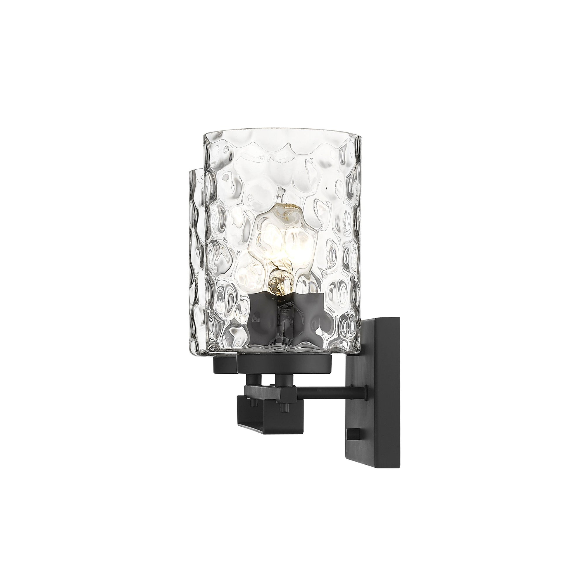 Black & PebbGlass Two Light Wall Sconce