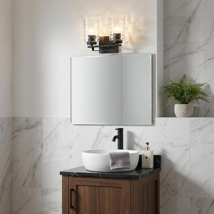Black & PebbGlass Two Light Wall Sconce