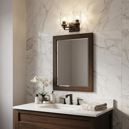 Bronze & PebbGlass Two Light Wall Sconce