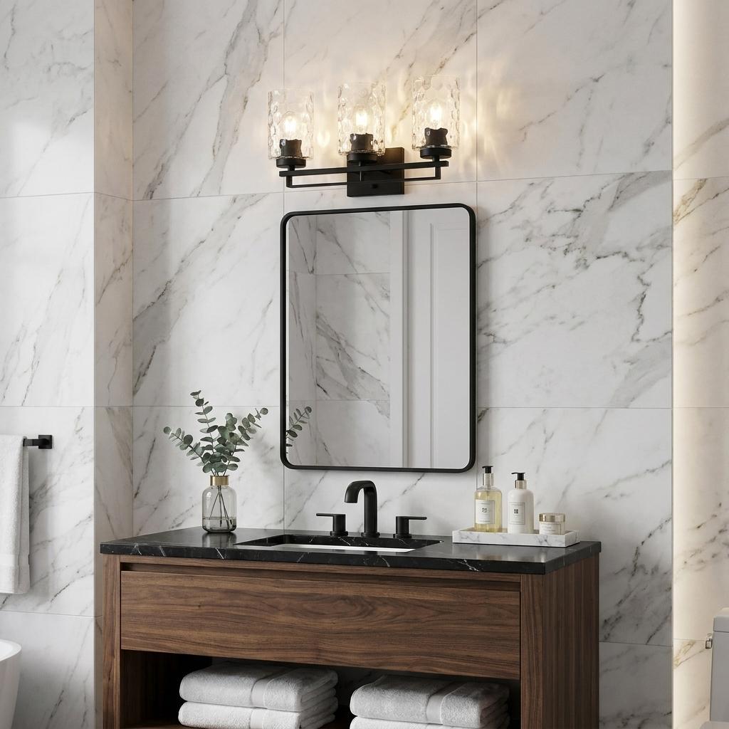 Livvy 3-Light Matte Black Vanity