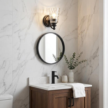 Black & PebbGlass Wall Light