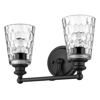 Black & PebbGlass Two Light Wall Light