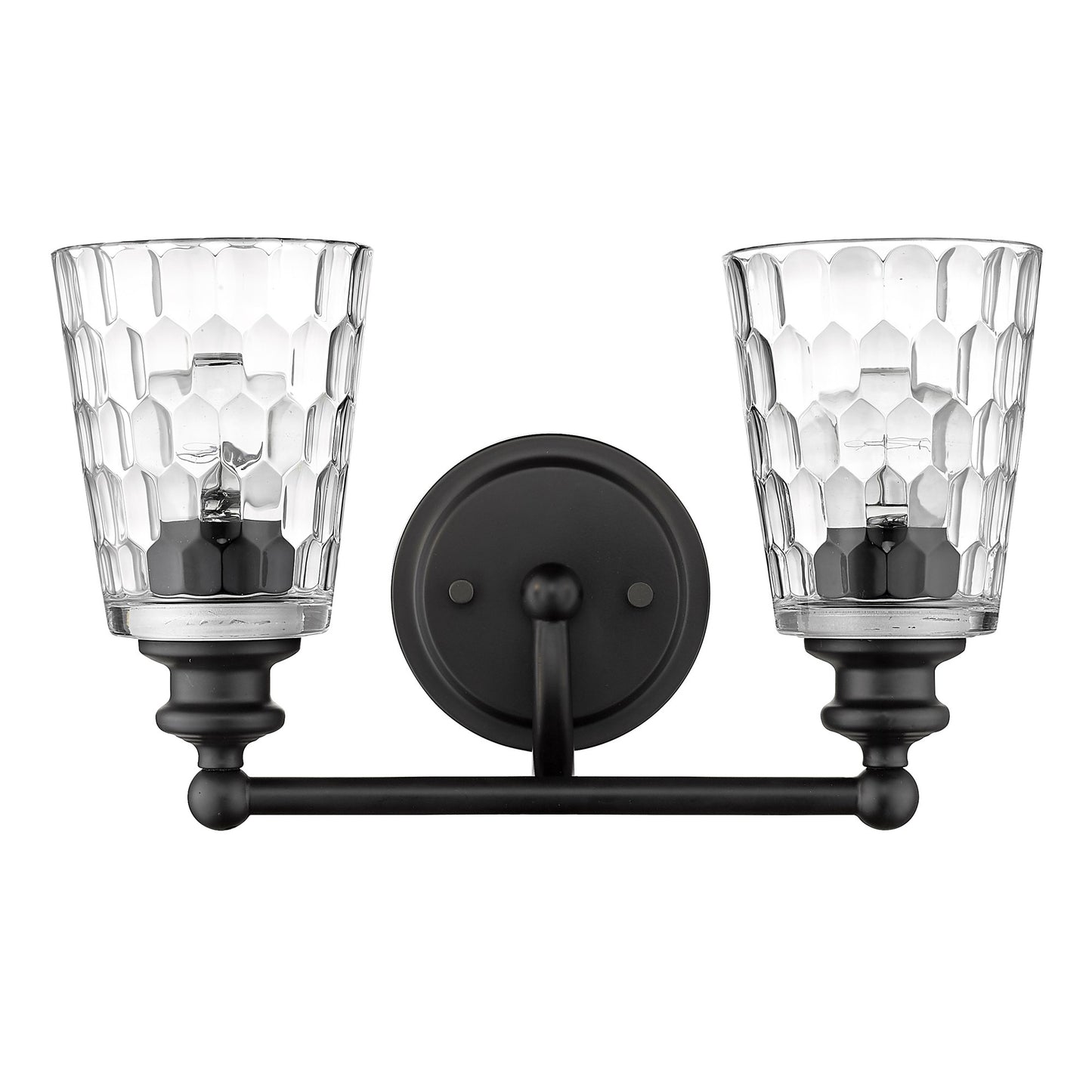 Black & PebbGlass Two Light Wall Light