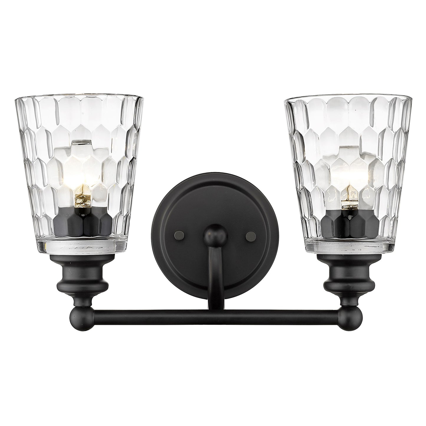 Black & PebbGlass Two Light Wall Light