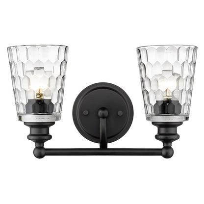 Black & PebbGlass Two Light Wall Light