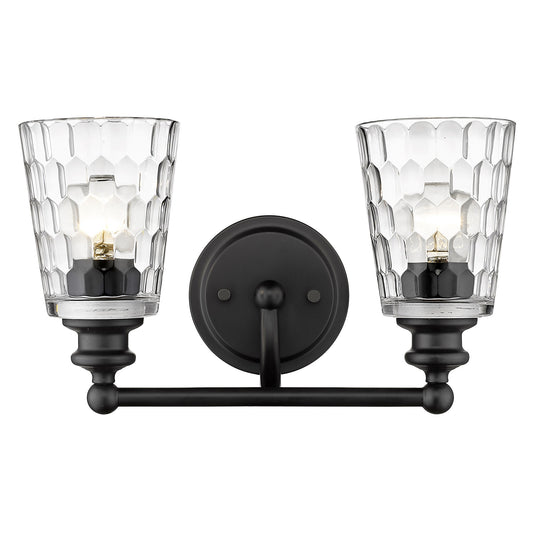 Black & PebbGlass Two Light Wall Light