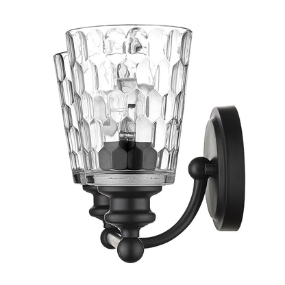 Black & PebbGlass Two Light Wall Light