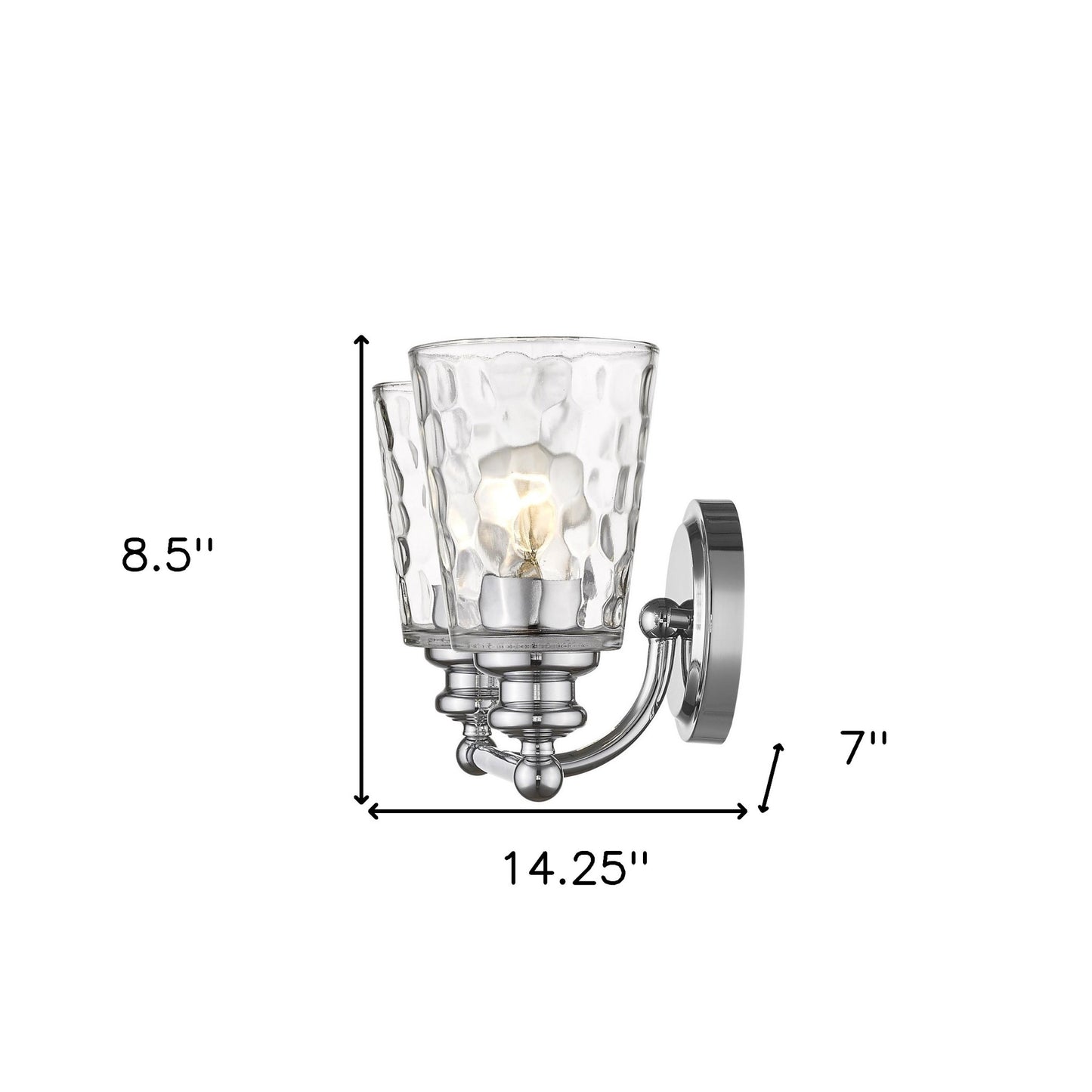 Silver & PebbGlass Two Light Wall Light