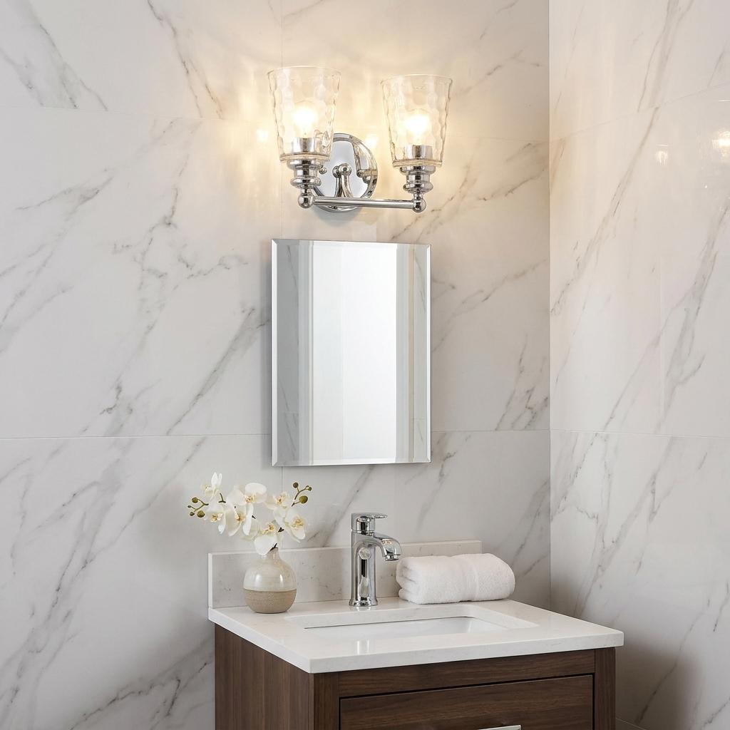 Silver & PebbGlass Two Light Wall Light