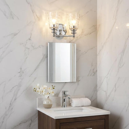 Silver & PebbGlass Two Light Wall Light