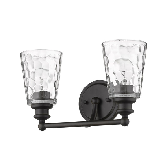Bronze & PebbGlass Two Light Wall Light