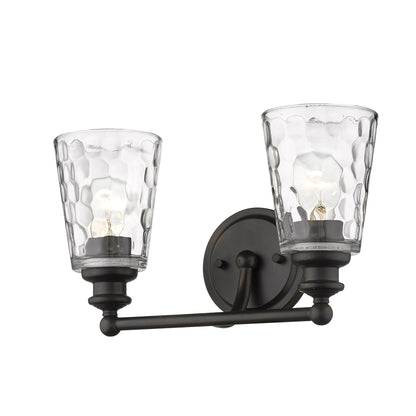 Bronze & PebbGlass Two Light Wall Light