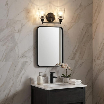 Bronze & PebbGlass Two Light Wall Light