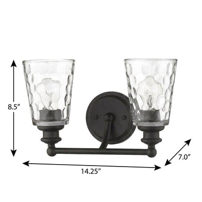 Bronze & PebbGlass Two Light Wall Light