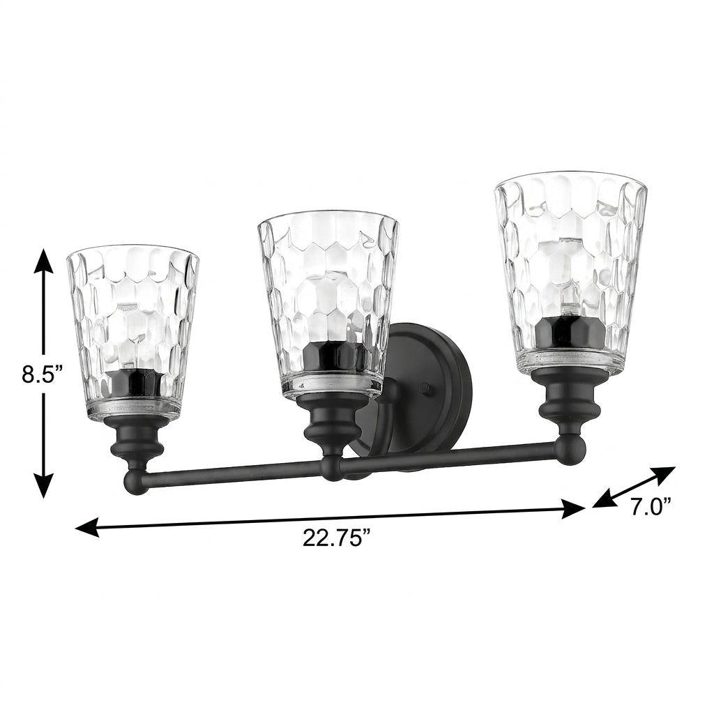 Mae 3-Light Matte Black Vanity