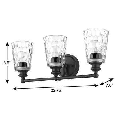 Mae 3-Light Matte Black Vanity