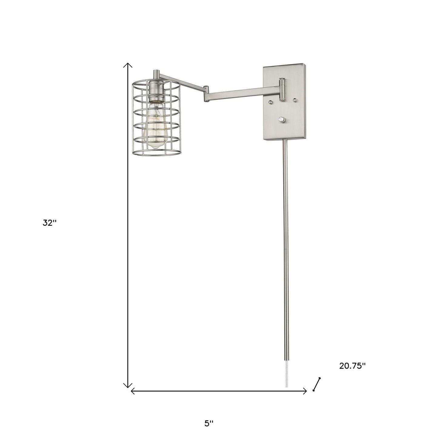 Industrial Silver Wall Sconce