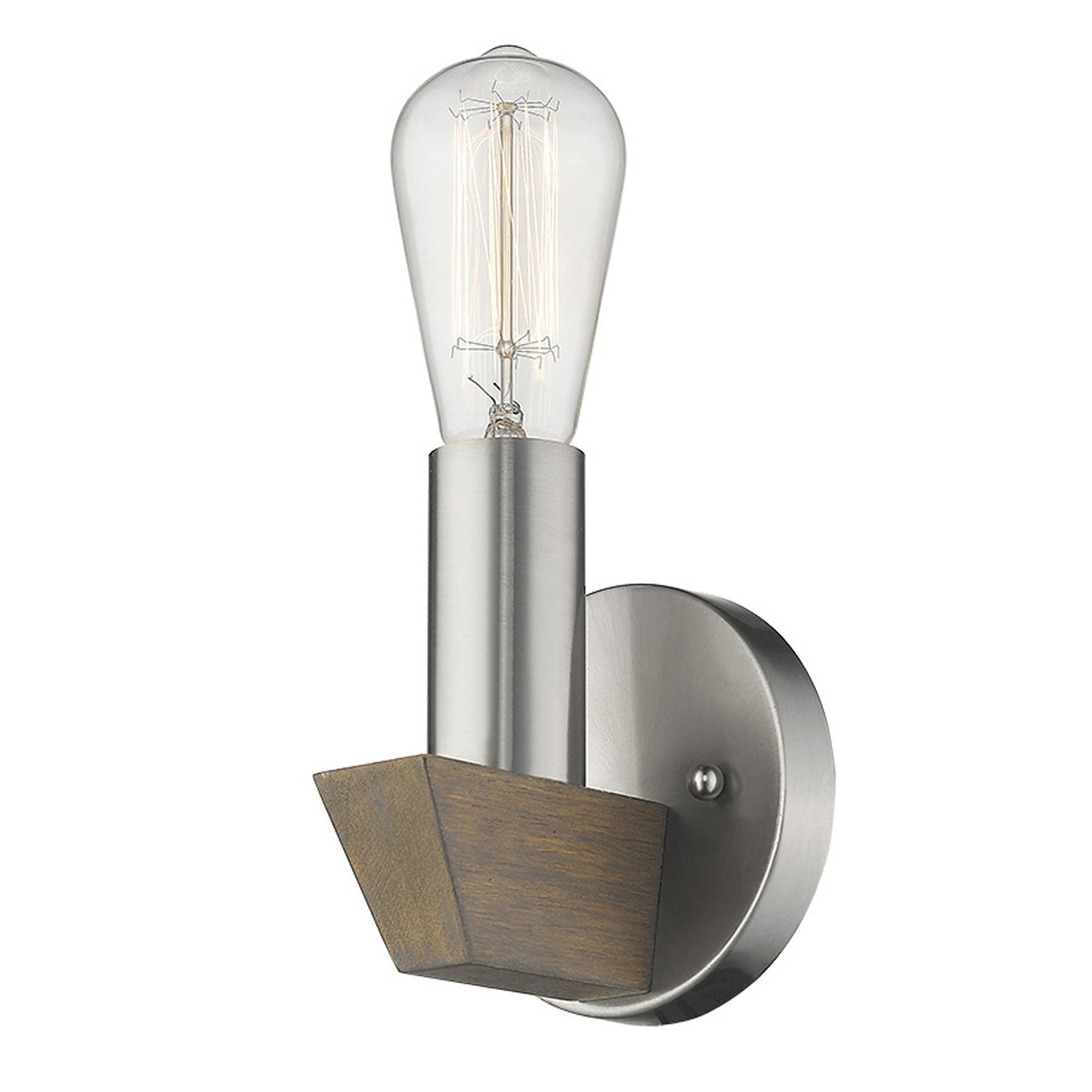 Silver & Wood Wall Sconce