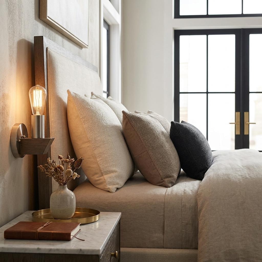 Silver & Wood Wall Sconce