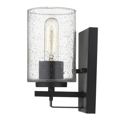 Black & Textured Glass Wall Sconce