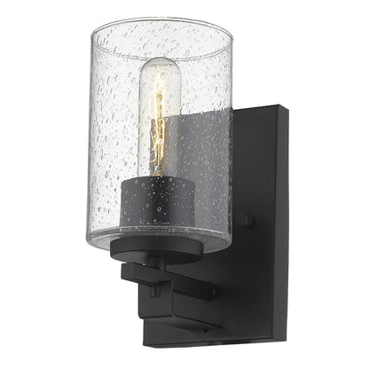 Black & Textured Glass Wall Sconce