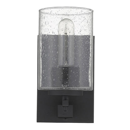 Black & Textured Glass Wall Sconce