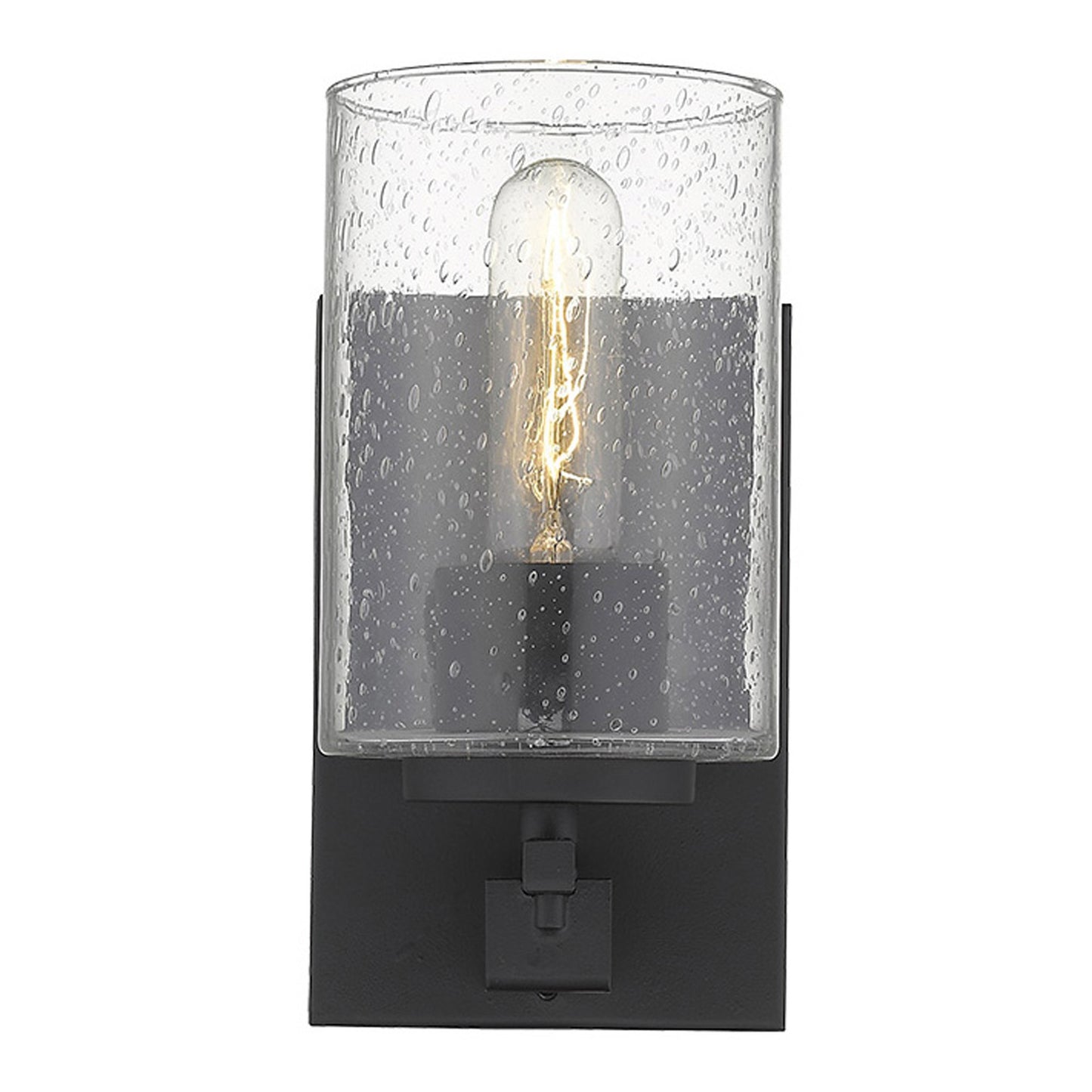 Black & Textured Glass Wall Sconce