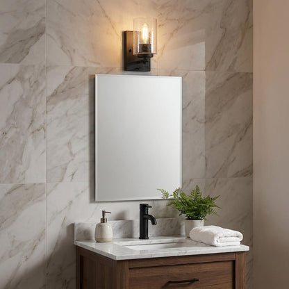 Black & Textured Glass Wall Sconce