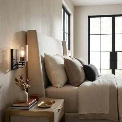 Bronze & Textured Glass Wall Sconce