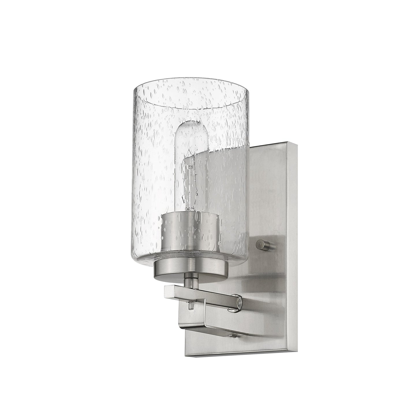 Silver & Textured Glass Wall Sconce