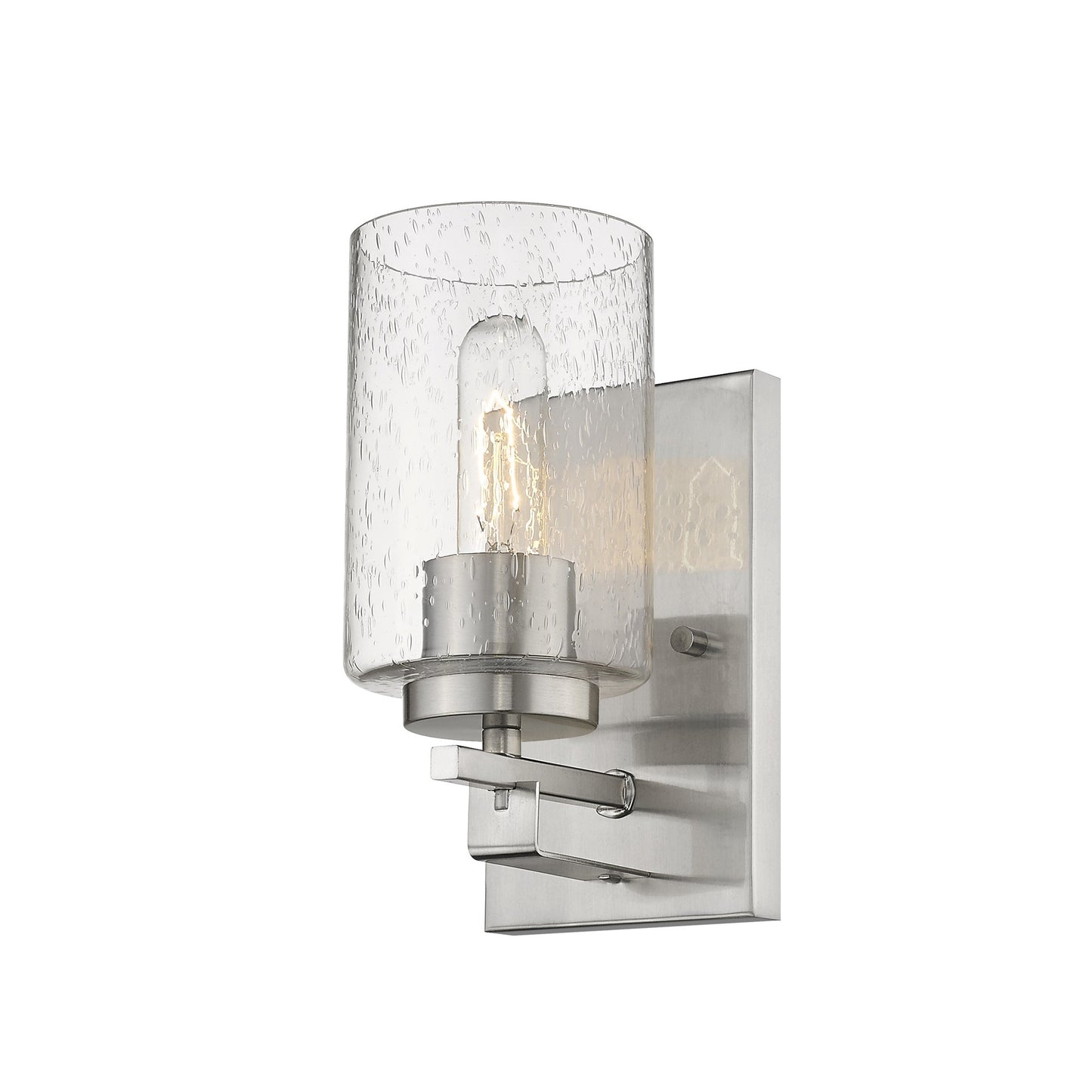 Silver & Textured Glass Wall Sconce