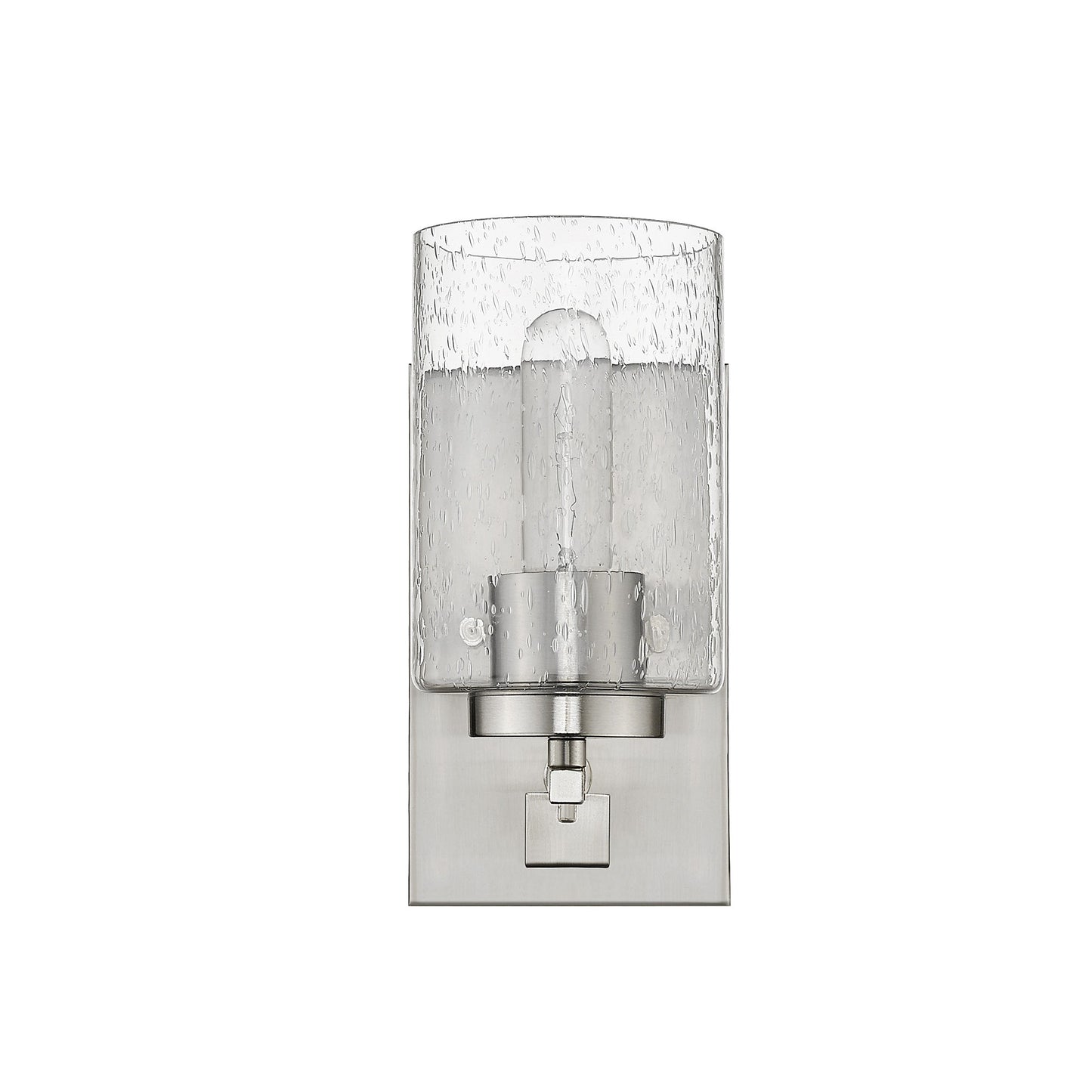Silver & Textured Glass Wall Sconce