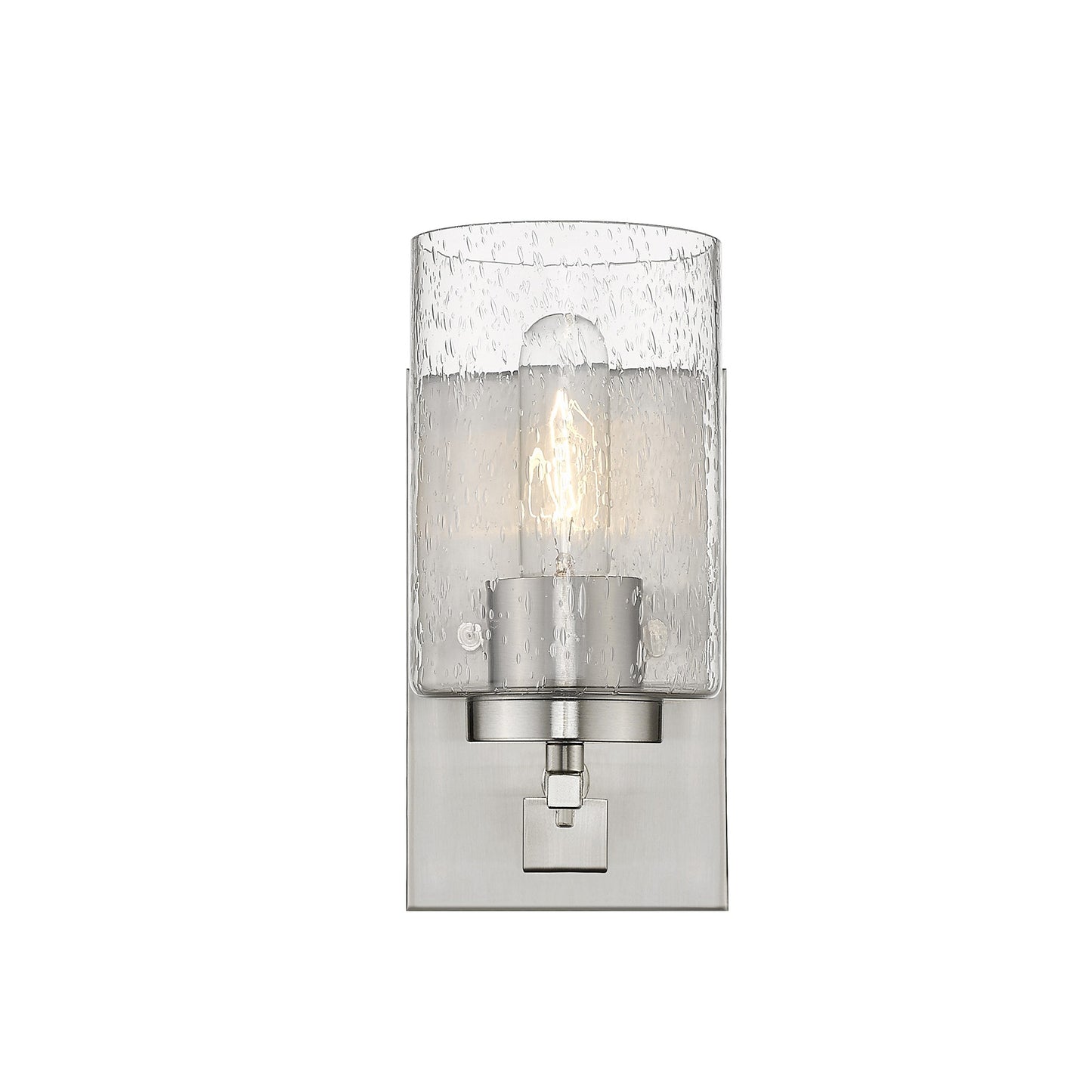 Silver & Textured Glass Wall Sconce