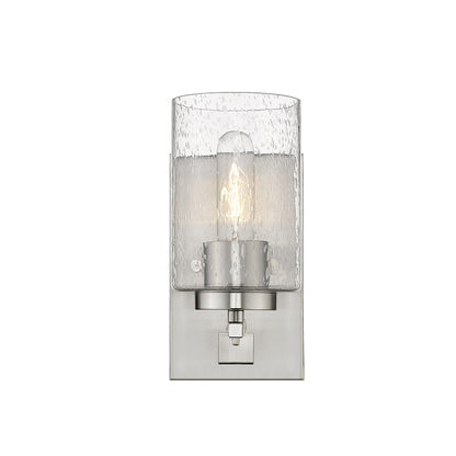 Silver & Textured Glass Wall Sconce