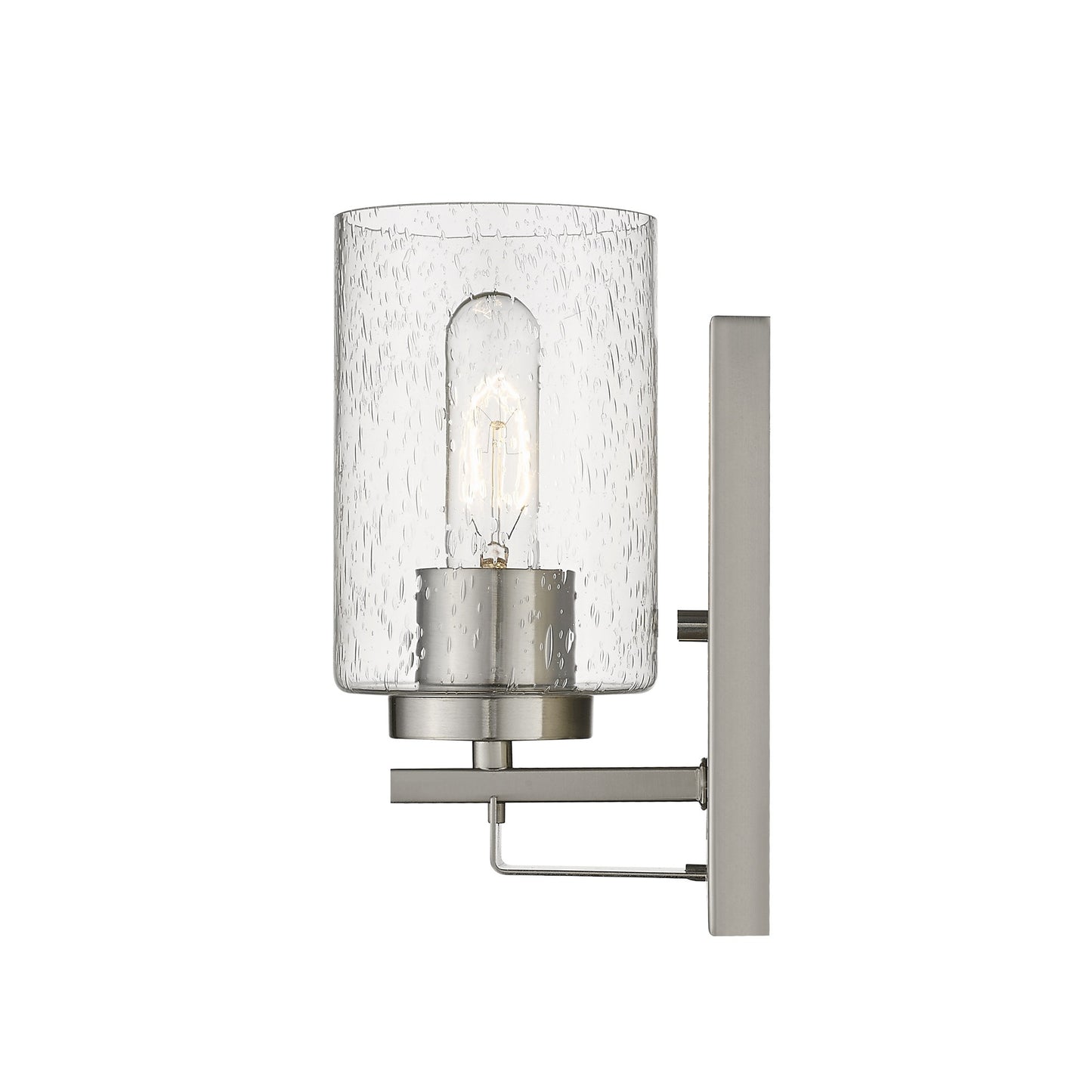 Silver & Textured Glass Wall Sconce