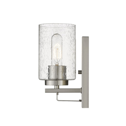 Silver & Textured Glass Wall Sconce